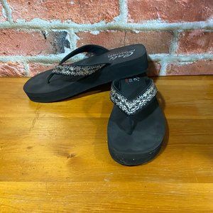 COPY - Skechers Womens Cali-Vinyasa Black Flatform Sandals 11